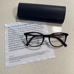 Warby Parker Durand Wide Black and Brown Blue Light Glasses (NO PRESCRIPTION)